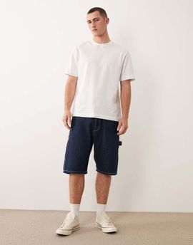 Jack & Jones Jack & Jones Alex baggy carpenter denim shorts in dark blue