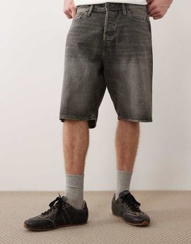 Jack & Jones Jack & Jones Alex baggy denim shorts in mid gray