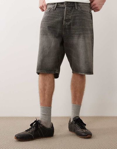 Jack & Jones Jack & Jones Alex baggy denim shorts in mid gray