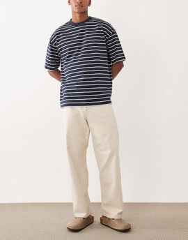 Jack & Jones Jack & Jones Alex baggy jeans with seam details in ecru white