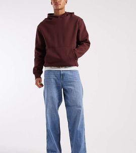 Jack & Jones Jack & Jones Alex baggy jeans with workwear detail in mid blue