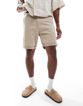 Jack & Jones Jack & Jones chino shorts with cuffs in beige-Neutral