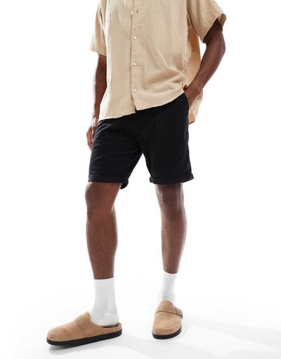 Jack & Jones Jack & Jones chino shorts with cuffs in black