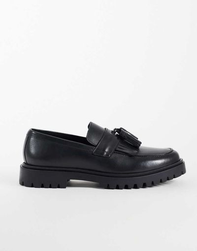 Jack & Jones Jack & Jones chunky tassel loafers in black