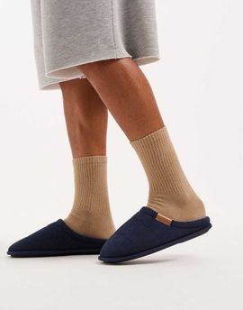 Jack & Jones Jack & Jones corduroy style mule slippers in navy
