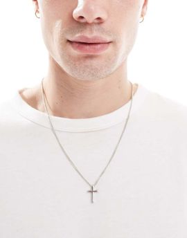 Jack & Jones Jack & Jones cross pendant in silver tone