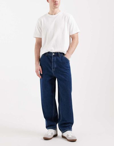 Jack & Jones Jack & Jones Dan barrel fit jeans in mid blue