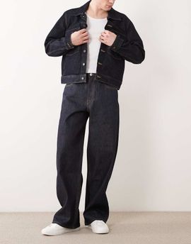 Jack & Jones Jack & Jones Dave selvage wide fit jeans in dark wash-Blue