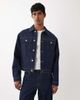 Jack & Jones Jack & Jones denim jacket in striped dark wash - part of a set-Blue - 1
