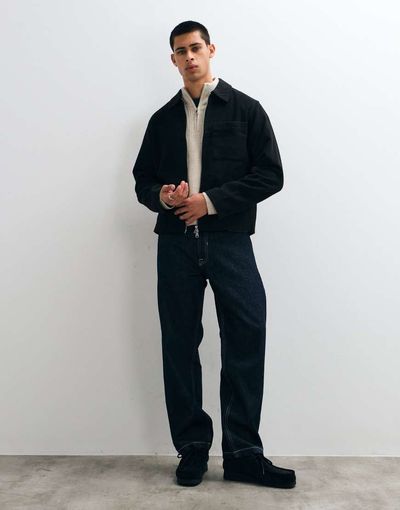 Jack & Jones Jack & Jones double zip short jacket in black