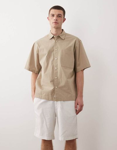 Jack & Jones Jack & Jones drawstring linen mix blend shorts in white