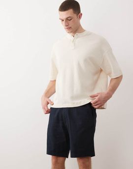 Jack & Jones Jack & Jones drawstring linen mix shorts in navy