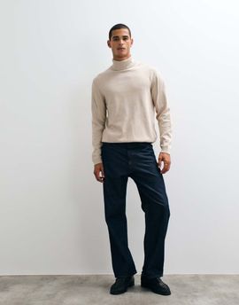 Jack & Jones Jack & Jones essential knit roll neck sweater in beige-Neutral