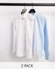 Jack & Jones Jack & Jones Essentials 2 pack smart shirt in white & blue-Blues - 1