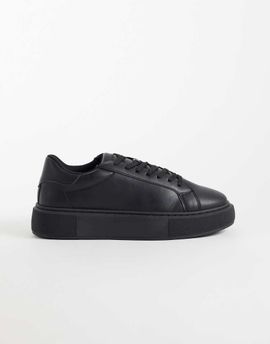 Jack & Jones Jack & Jones faux leather trainer in black