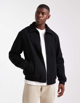 Jack & Jones Jack & Jones fleece jacket with zip in black