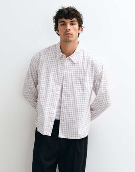 Jack & Jones Jack & Jones grid plaid long sleeve shirt in white