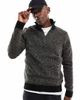 Jack & Jones Jack & Jones half zip knitted sweater with neps in black & beige - 1