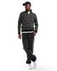 Jack & Jones Jack & Jones half zip knitted sweater with neps in black & beige - 2