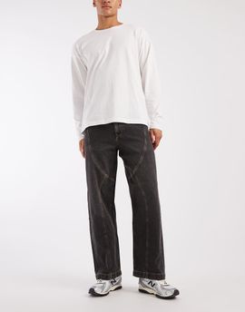 Jack & Jones Jack & Jones Intelligence Dave wide leg jeans with seam detail in wash black