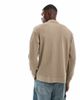 Jack & Jones Jack & Jones knit long sleeve textured polo in beige-Neutral - 4