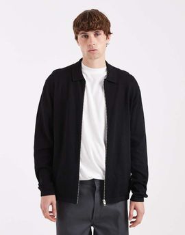 Jack & Jones Jack & Jones knit zip up cardigan in black