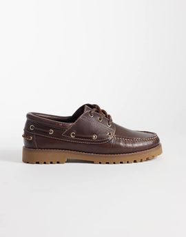 Jack & Jones Jack & Jones leather boat shoes in dark brown