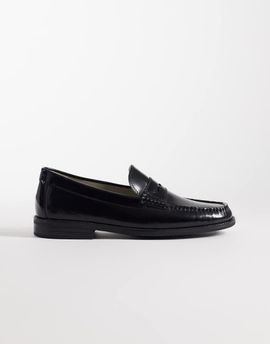 Jack & Jones Jack & Jones leather penny loafers in black