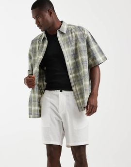 Jack & Jones Jack & Jones linen mix chino shorts in white-Neutral