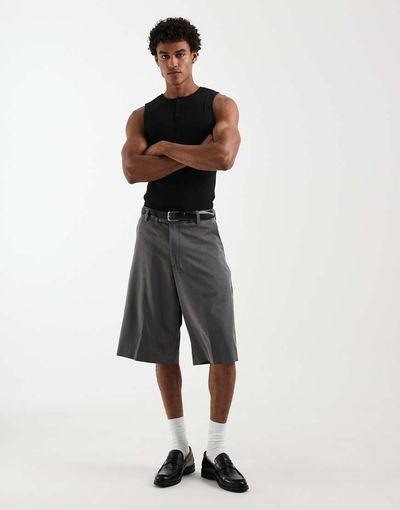Jack & Jones Jack & Jones longline tailored shorts in gray