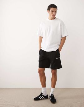 Jack & Jones Jack & Jones orginals logo sweatshirt fabric shorts in black