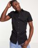 Jack & Jones Jack & Jones Originals short sleeve stretch cotton shirt in navy-Black - 1