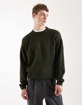 Jack & Jones Jack & Jones oversized fluffy crew neck sweater in khaki-Green