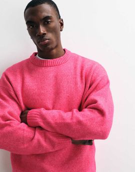 Jack & Jones Jack & Jones oversized fluffy crew neck sweater in pink