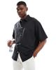 Jack & Jones Jack & Jones oversized linen mix shirt in black - 1