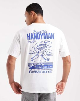 Jack & Jones Jack & Jones oversized t-shirt with handyman print in white