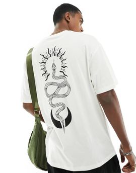 Jack & Jones Jack & Jones oversized T-shirt with snake back print in white