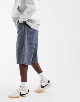 Jack & Jones Jack & Jones Owen baggy denim jorts with dark navy stripe