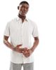 Jack & Jones Jack & Jones oxford stripe short sleeve shirt in beige-Neutral - 1