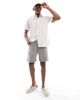 Jack & Jones Jack & Jones oxford stripe short sleeve shirt in beige-Neutral - 3