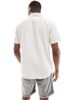 Jack & Jones Jack & Jones oxford stripe short sleeve shirt in beige-Neutral - 4