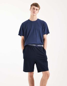 Jack & Jones Jack & Jones pajama shorts with logo banding in navy