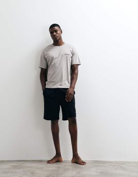 Jack & Jones Jack & Jones pajama t-shirt and shorts set in gray/black