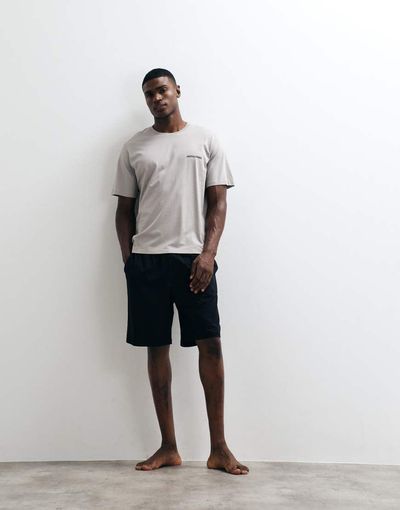 Jack & Jones Jack & Jones pajama t-shirt and shorts set in gray/black
