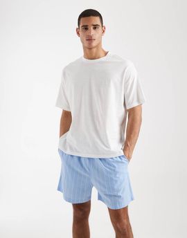 Jack & Jones Jack & Jones pajama T-shirt and stripe shorts in blue