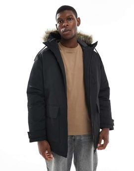 Jack & Jones Jack & Jones parka with faux fur hood in black