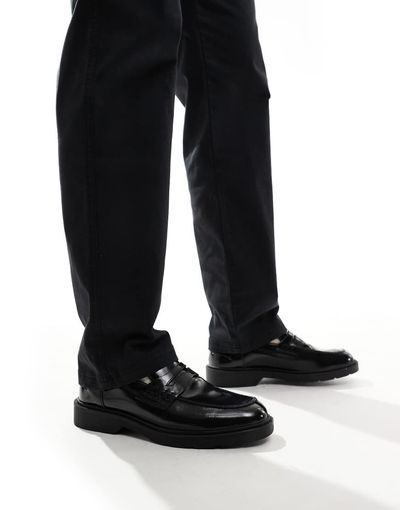 Jack & Jones Jack & Jones penny loafer with chunky sole in black