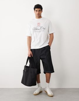 Jack & Jones Jack & Jones pleated denim shorts in dark wash-Blue