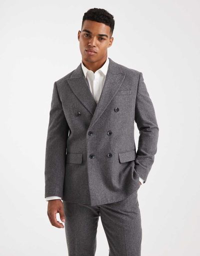 Jack & Jones Jack & Jones Premium relaxed wool suit jacket in gray