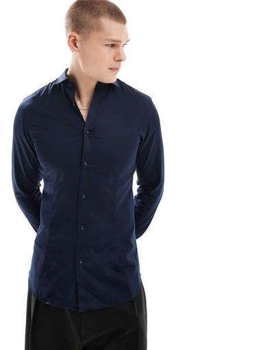 Jack & Jones Jack & Jones Premium slim fit shirt in navy